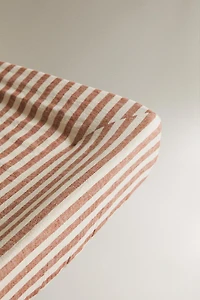 STRIPED LINEN AND COTTON BABY CHANGING MAT COVER