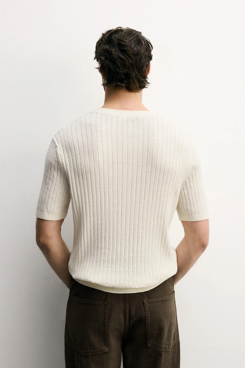 RIB KNIT HENLEY T-SHIRT