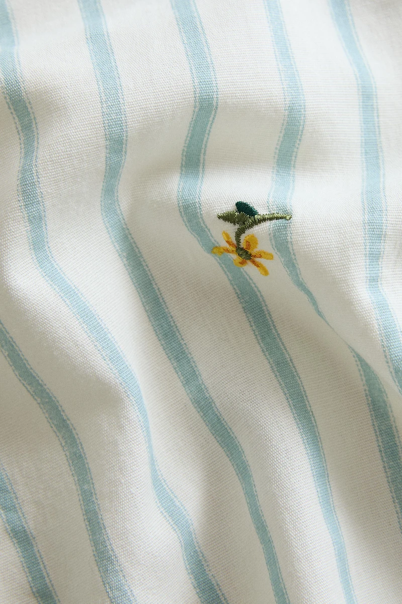 STRIPED EMBROIDERED FLORAL NAPKINS (SET OF 2)