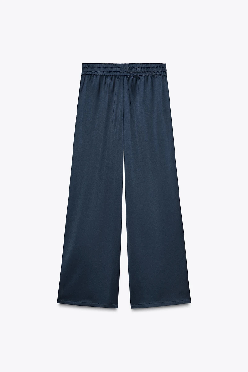 PANTALON SATINÉ À JAMBES LARGES