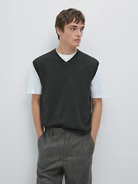 Straight-leg wool blend trousers