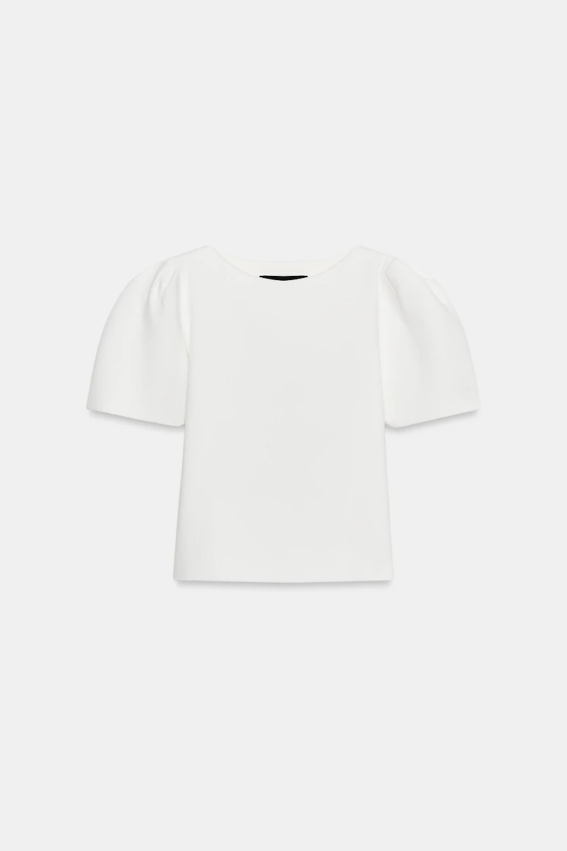 TOP EN MAILLE À MANCHES BOUFFANTES