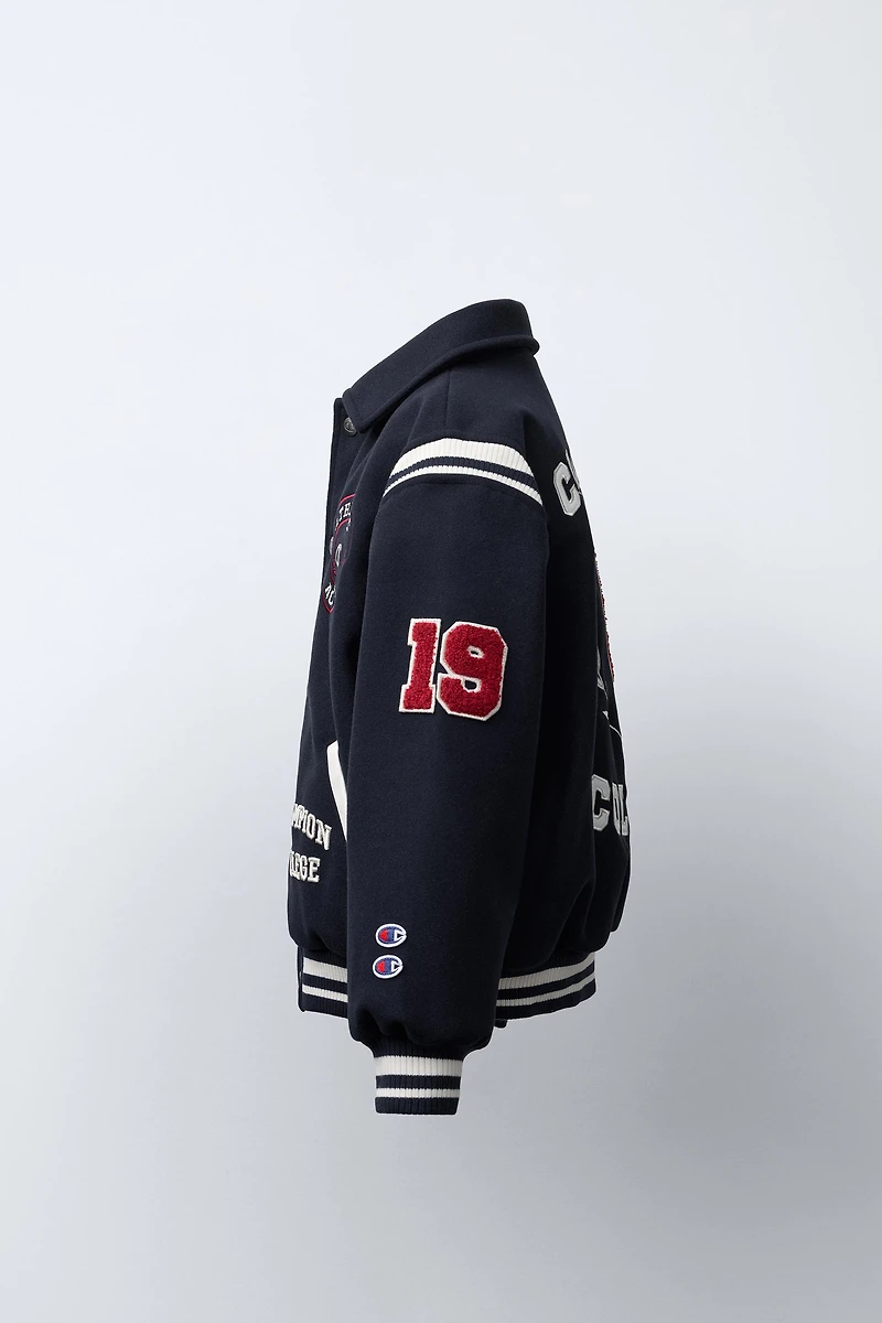 CHAMPION ® X ZARA PATCH CLOTH BOMBER JACKET
