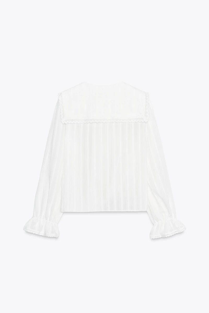 LACE TRIM PETER PAN COLLAR SHIRT