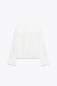LACE TRIM PETER PAN COLLAR SHIRT