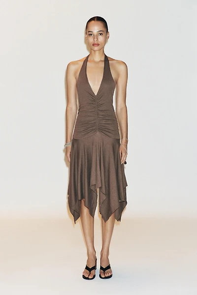 ASYMMETRIC HALTER DRESS
