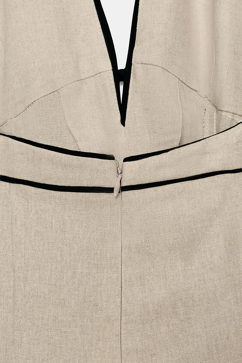 LINEN CONTRAST TRIM DRESS