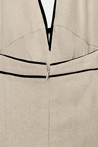 LINEN CONTRAST TRIM DRESS