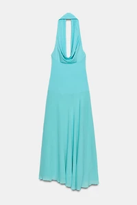 COMBINATION HALTER MIDI DRESS