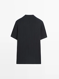 Pull polo en maille tressée de coton mélangé