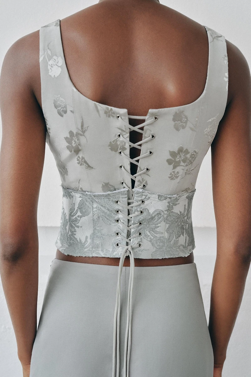 TOP CORSET EN JACQUARD COMBINÉ