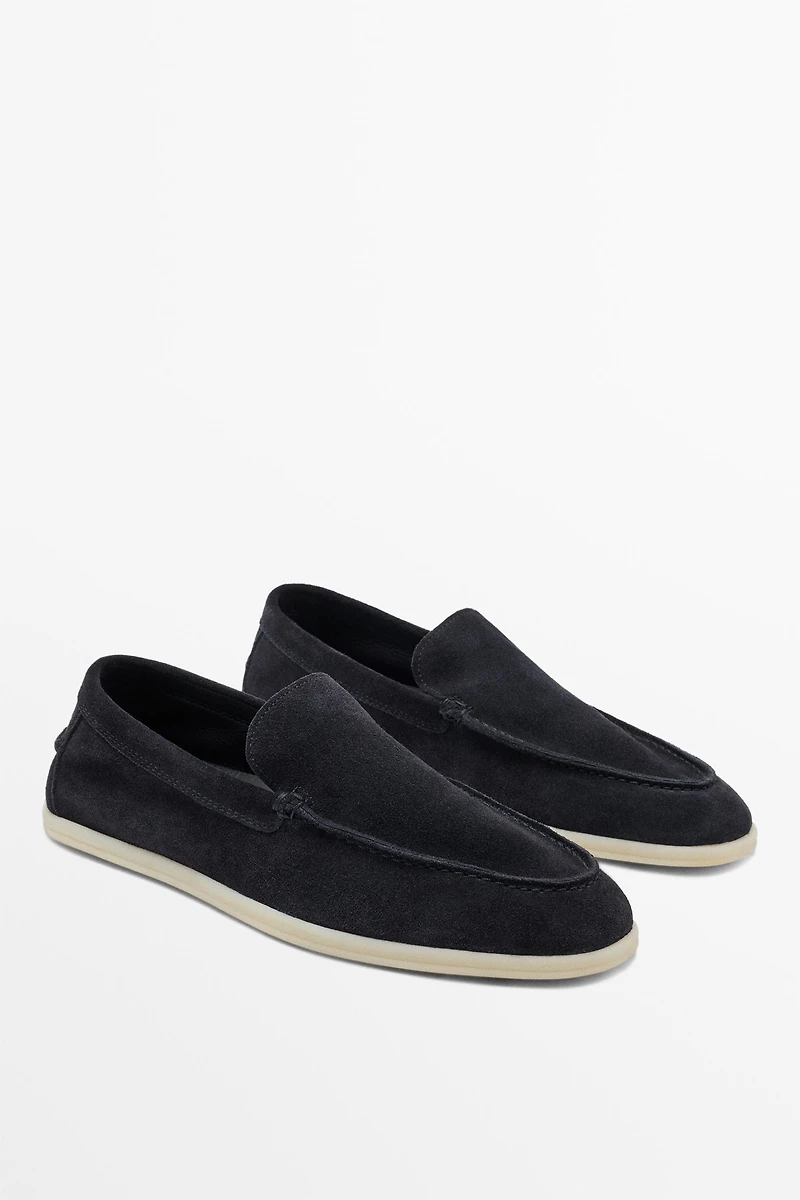 Soft split leather loafers