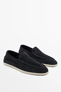 Soft split leather loafers