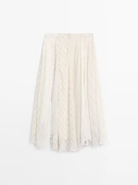 Jupe midi asymétrique à carreaux