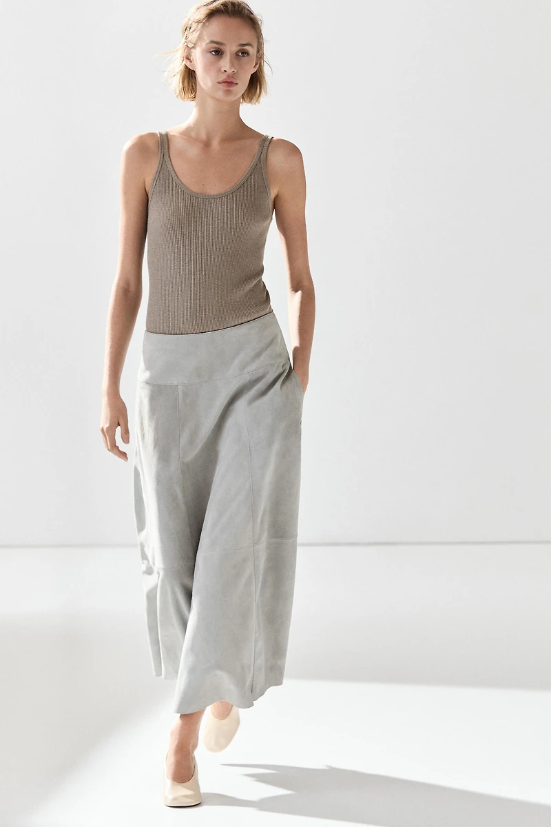Suede leather sash skirt