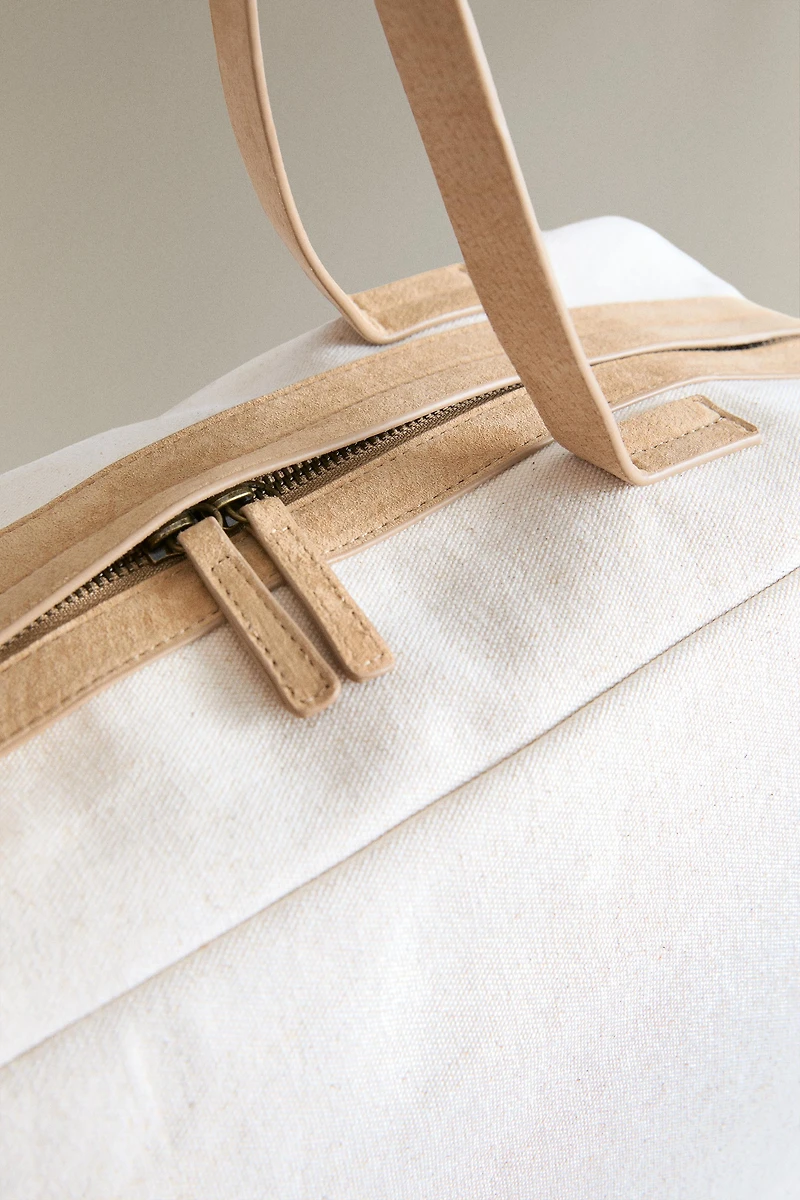 CANVAS BAG WITH LEATHER DETAIL