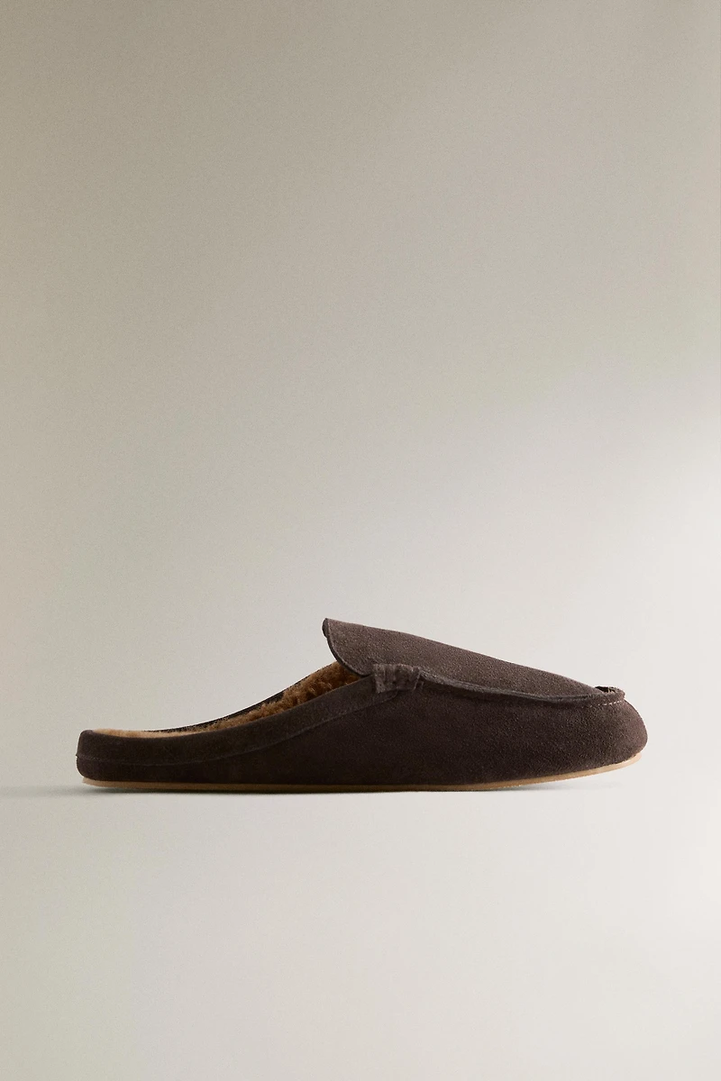 LEATHER WARM MULE LOAFERS