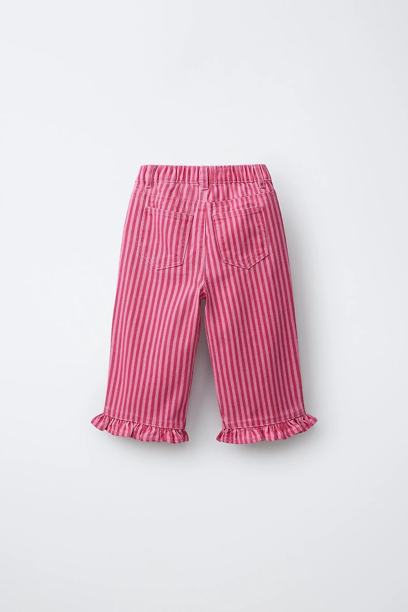 JUPE-CULOTTE À RAYURES ET VOLANTS