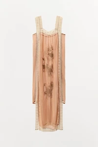 TEXTURED EMBROIDERED LACE DRESS