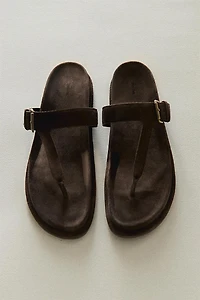 LEATHER SANDALS WITH ASYMMETRIC STRAP