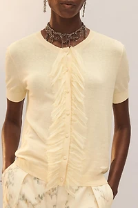 LIMITED EDITION SILK BLEND RUFFLED CARDIGAN