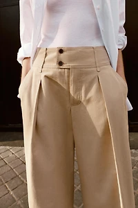 ADJUSTABLE HEM WIDE LEG PANTS