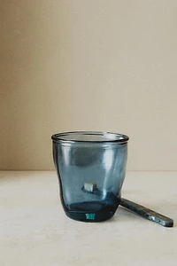 TRANSLUCENT BLUE GLASS TOOTHBRUSH TUMBLER