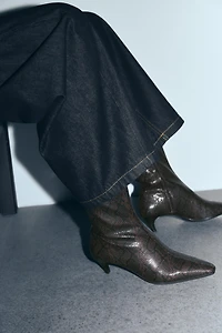 PRINTED HEEL ANKLE BOOTS