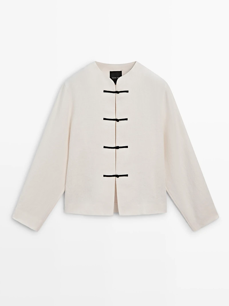 Linen overshirt with button details