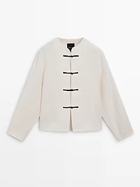 Linen overshirt with button details