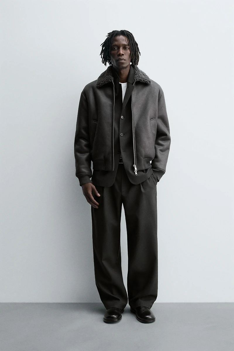 DOUBLE FACED FAUX LEATHER JACKET