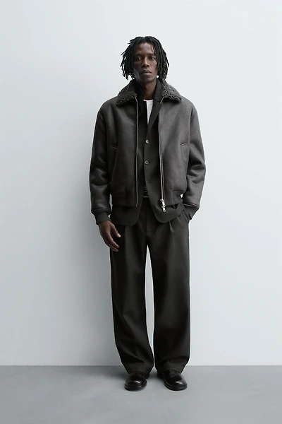 DOUBLE FACED FAUX LEATHER JACKET