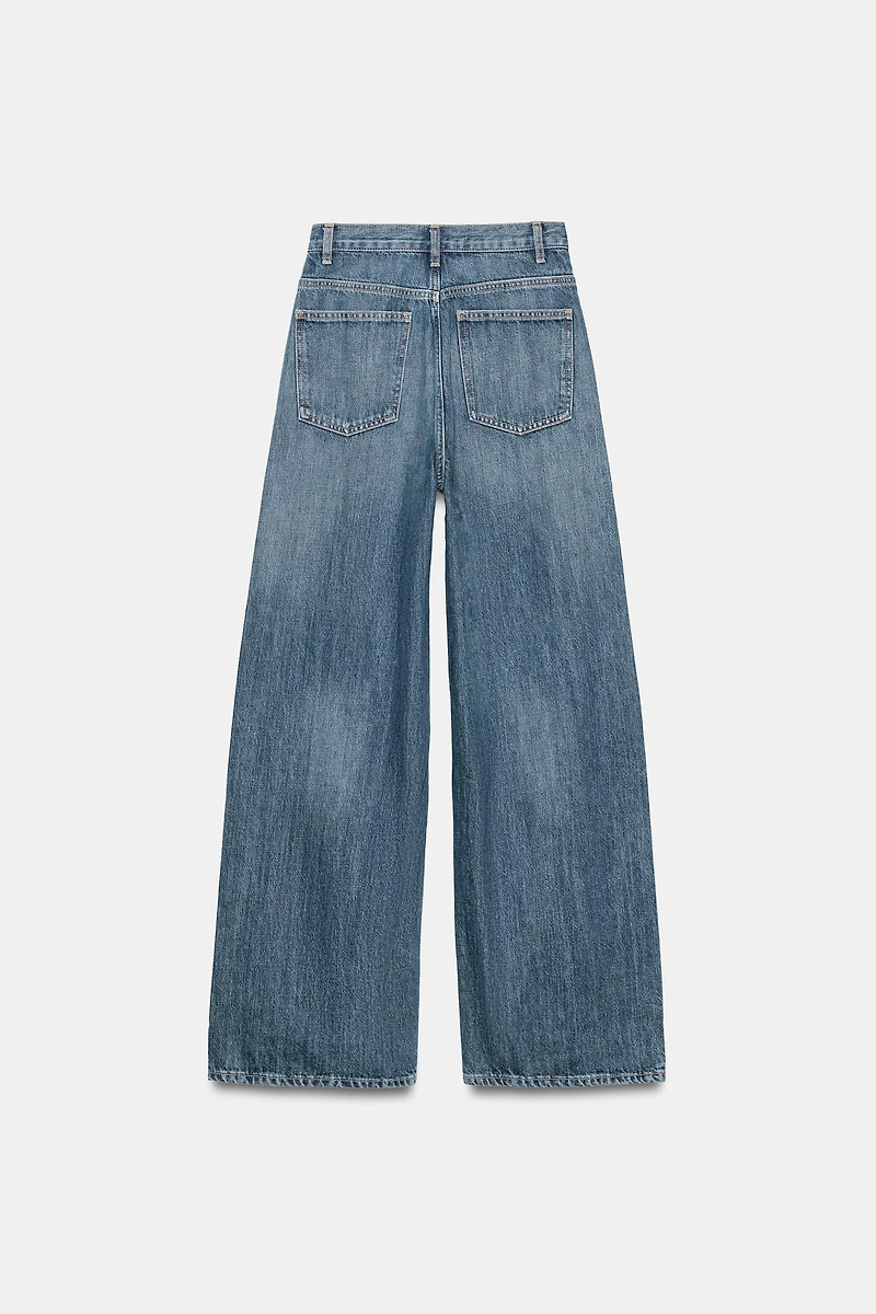 TRF HIGH-WAIST CROSSOVER WAIST WIDE LEG JEANS