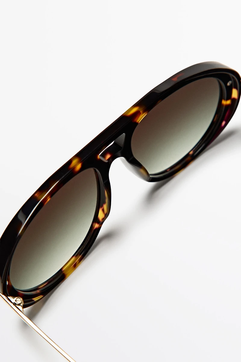 Lunettes de soleil aviateur effet écaille