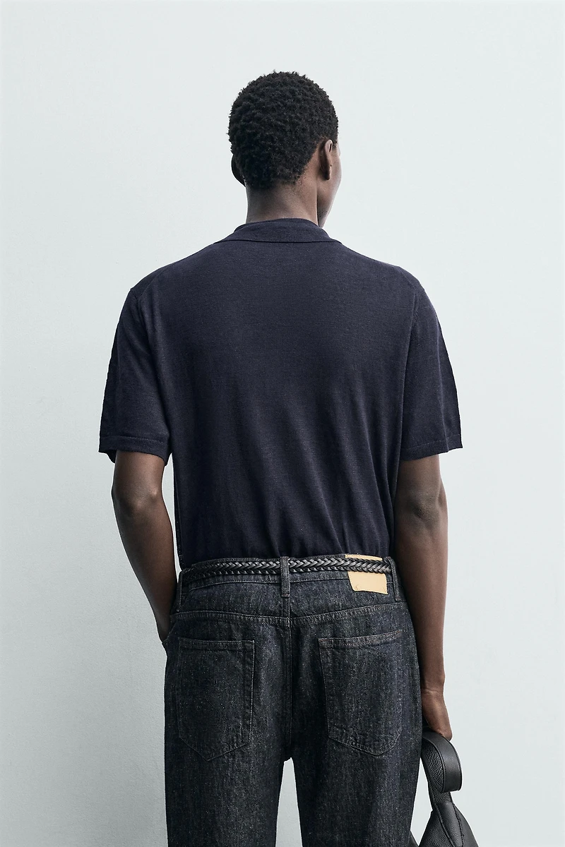100% LINEN KNIT POLO SHIRT