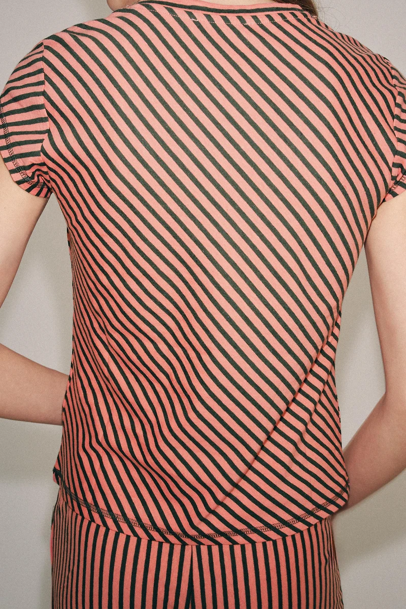 TEE-SHIRT RAYURES AVEC LIN