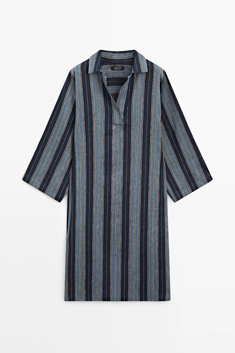 Striped linen cotton blend kaftan