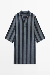 Striped linen cotton blend kaftan