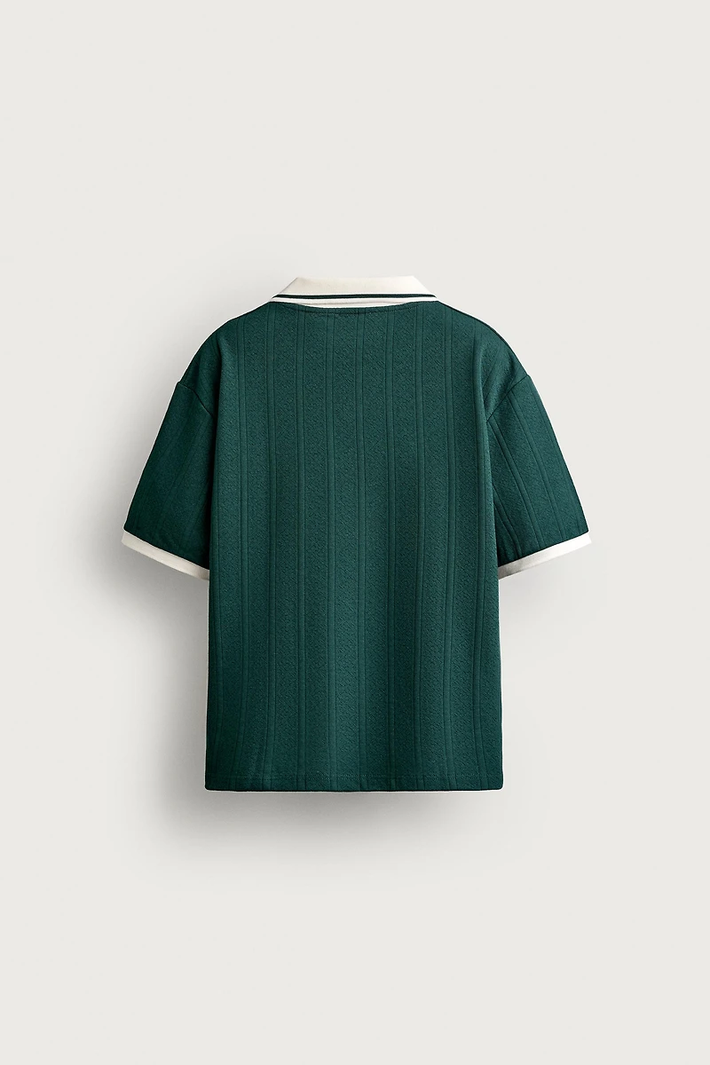 RELAXED FIT TEXTURED EMBROIDERED POLO
