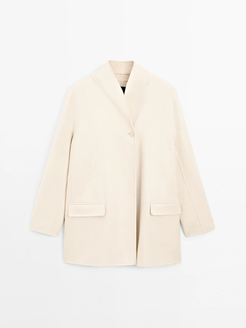 Manteau laine à col montant