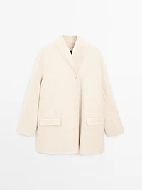 Manteau laine à col montant