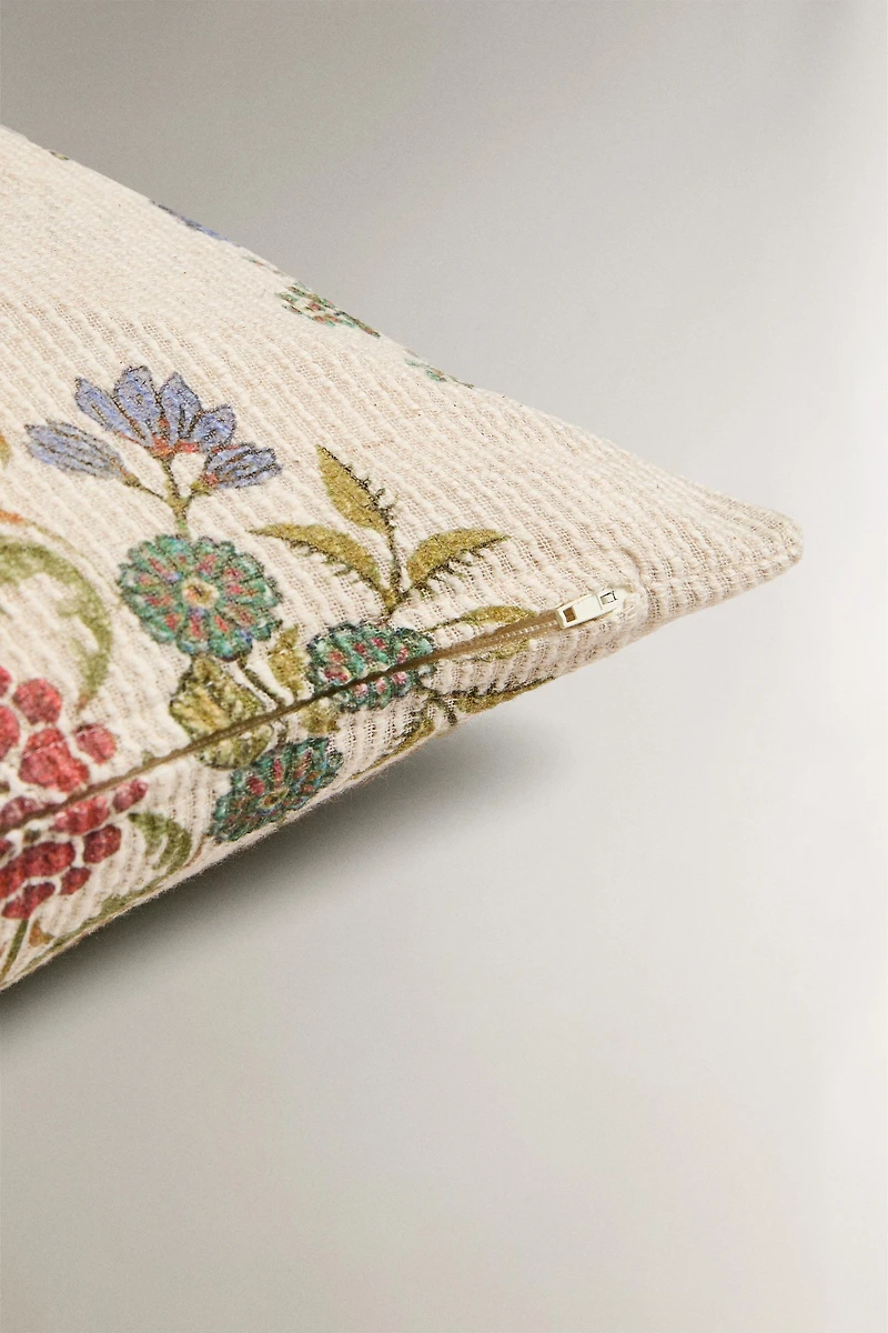 FLORAL COTTON THROW PILLOW COVER