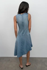 ASYMMETRIC TRF DENIM DRESS