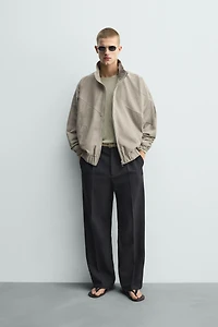 BLOUSON RELAXED FIT EN CUIR DAIM