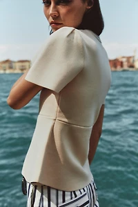 PUFF SLEEVE CARDIGAN WITH SLITS