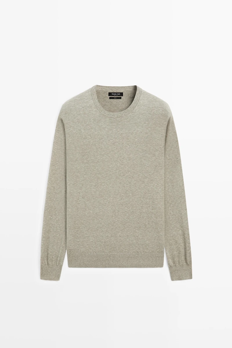 Knit 100% cotton crew neck sweater