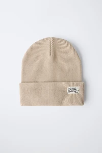 LABEL RIBBED KNIT HAT