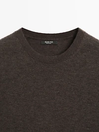 Short-sleeve wool blend knit sweater