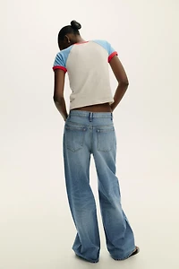 TRF HIGH WAIST CROSSOVER WIDE LEG JEANS