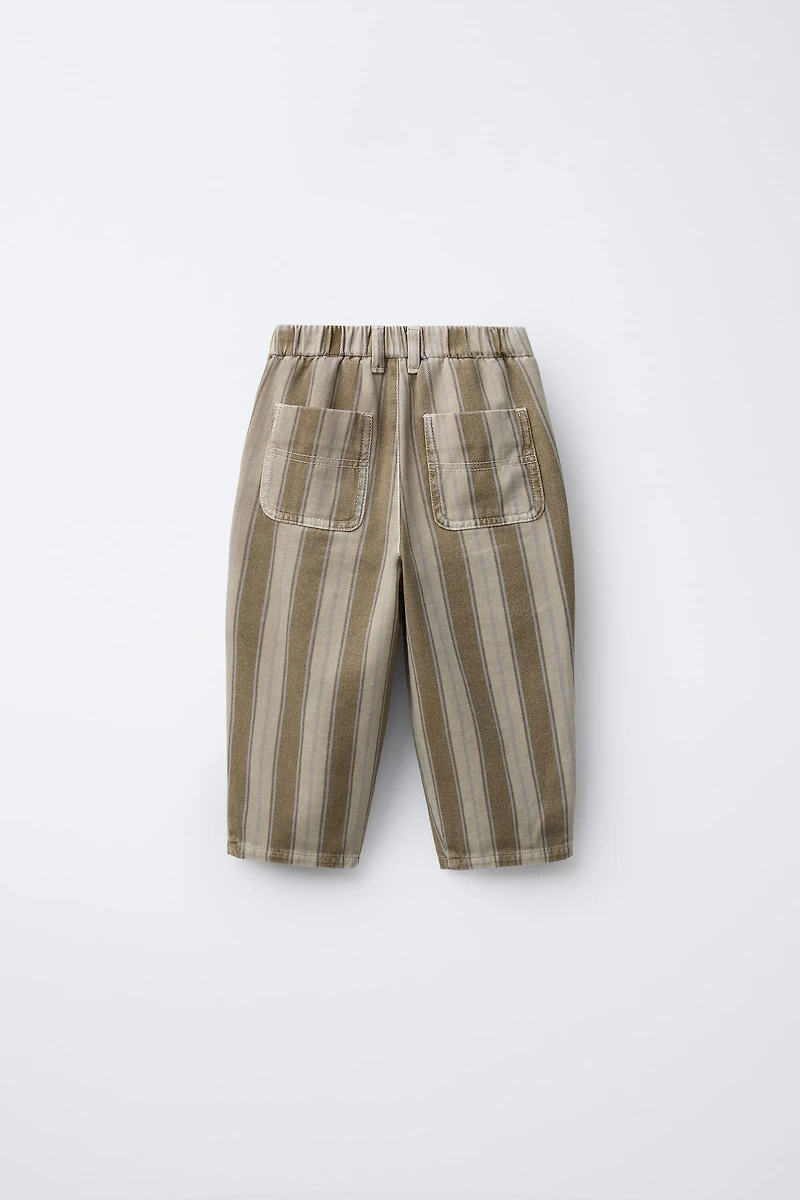 STRIPED WOOL BALLOON PANTS